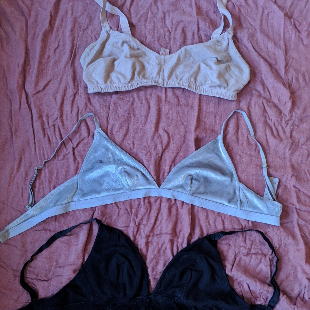 Organic basics, pansy, madewell bralettes